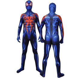 Halloween 2099 Superhero Cosplay Costume Boys Blue Red Bodysuit Zentai Full Bodysuit Adult Kids Party Jumpsuits