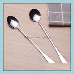 Spoons Flatware Kitchen Dining Bar Home Garden Ll Stainless Steel Long Handle Spoon Coffee Latte Ice Cream Soda Sundae Cocktail S Dhgj4