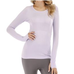 Womens Sports Long Sleeve T-Shirt LU-088 Yoga Wear Swiftly Women Quick-drying Sport Long Sleeved Nylon High Elastic Fabric HQ6E