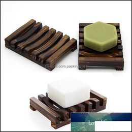 Soap Dishes Bathroom Accessories Bath Home Garden 1 Pcs Natural Wooden Tray Holder Storage Rack Plate Box Container Dish Drop Delivery 202