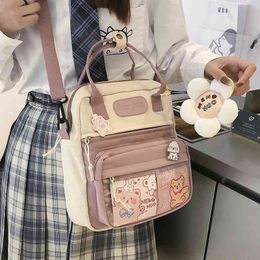 Backpack Style Bagkorean Cute Women Waterproof Nylon Small Shoulder Bag for Teen Girl School Flower 220723