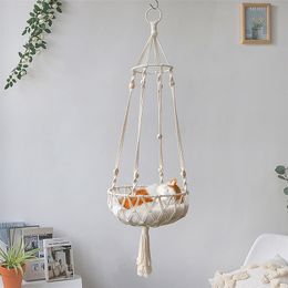 Large Macrame Cat Hammock,Macrame Hanging Swing Dog Bed Basket Home Pet Accessories 's House Puppy Gift 220323