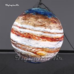 Hanging LED Inflatable Planet Solar System Balloon Lighting Ball Air Blow Up Printing Sphere For Venue Ceiling Decoration