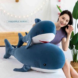 Cm Giant Shark Cuddle Soft Stuffed Toy Animal Reading Pillow For Birthday Gifts Pop Gift for Children J220704