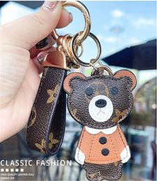 Animal Key Chains Rings Accessories Flower Lion Tiger Monkey Bear PU Leather Car Keychains Buckle Fashion Jewellery Gift Bag Charms Pendant Keyring Holder