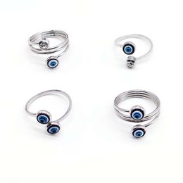 Stainless Steel Blue Evil Eye Finger Rings For Women Gift Turkish Lucky Eye Open Ring