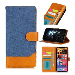 Canvas Leather Phone Cases For iPhone 14 13 Pro Max 12 Mini 11 XR X XS 8 7 Plus 6 6S Folio Filp Wallet Cover With Cards Pocket