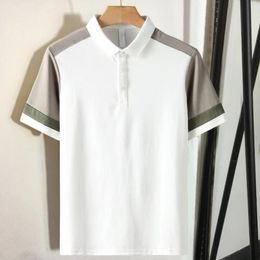 Men's Polos Men Shirt Korean Style Pullover Lapel Buttons Slim Fit Business Breathable Contrast Colour Summer ClothesMen's