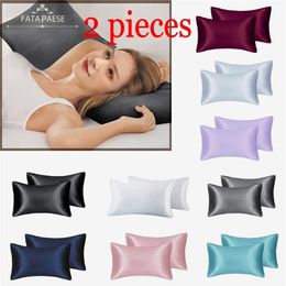 FATAPAESE Solid Silky Satin Skin Care Silk Hair Anti Pillow Case Cover Pillowcase Queen King Full Size high xiaomi youpin252Q