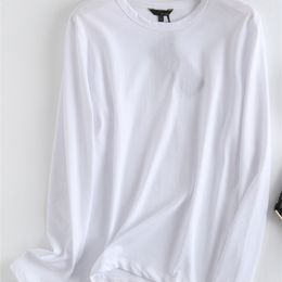 Tangada Women Cotton T Shirt Long Sleeve O Neck Tees Ladies Casual Tee Shirt Street Wear Top 6D113 220510
