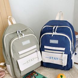 School Bags Casual Preppy Style Large Capacity Students Fashion Colour Contrast Letters Printing Women Backpack Ladies Handbags