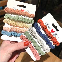 6pcs 5pcs Ins Hot Scrunchies Hair Ring Tie Rope Satin Candy Colour Ponytail Holders Hairbands Korean Lady Grils Hair Accessories AA220323