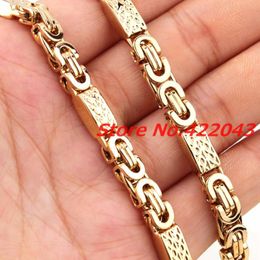 Chains 7"-40" Gold Colour Byzantine Stainless Steel Necklace Boys Mens Chain Jewellery AccessoriesChains