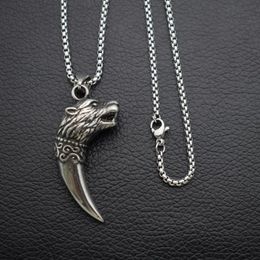 Pendant Necklaces 12pcs Stainless Steel Wolf Tooth Necklace For Boy Birthday Gift Head Amulet Punk Men JewelryPendant