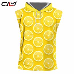 3D Fruit lemon Yellow Mens Hooded Tank Top Printed Fresh Theme Man Unisex Large Size Casual dropship 220623