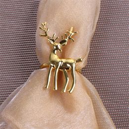 10pcs/lot High-grade exquisite gold and silver deer meal buckle model room restaurant hotel western sika deer napkin ring 201123