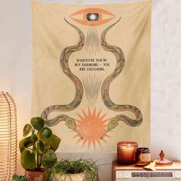 Vintage Sun Snake Tapestry Bohemian Room Decoration Korean Style Wall Rugs Dorm Essentials Pendant Tapiz J220804
