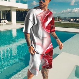 Men s Sets Summer Short Sleeve T Shirt Suit Fashion 2 Piece Streetwear 3D Print Sports Beach Shorts Tracksuit Male Clothes 220708