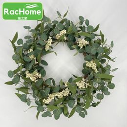 decorative leaves for wedding Canada - Decorative Flowers & Wreaths Eucalyptus Wreath Leaves Vine Plant Artificial Garland Background Wall Window Wedding Party Supplies Gifts Home