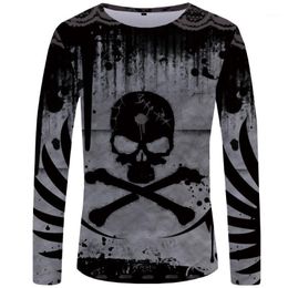 Men's T-Shirts Skull T-shirt Men 3D T Shirt Long-sleeved O Neck Casual Digital Printing Warm Autumn And Winter Clothing Ropa Hombre