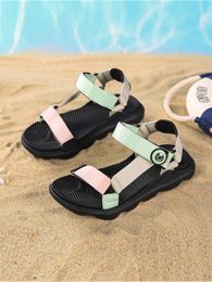Boys Colorblock Hook-and-loop Fastener Strap Sports Sandals SHE