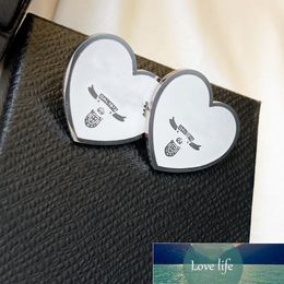 New Letters heart-shaped Stud Earring Black White Earrings All-Match Fashion Design