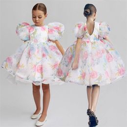 Fluffy Christmas Girls Princess Dress Flower Year Baby Kids Wedding Party Prom Gown Tulle Elegant Summer Children Dresses 220422