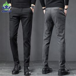 Spring Autumn Business Dress Pants Men Elastic Waist Frosted Fabric Casual Trousers Formal Social Suit Pant Costume Homme 220330