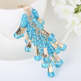 Keychains Korean Style Crystal String Beads Tassel Car Key Ring Creative Women Bag Exquisite Ornaments Fashion Gift PendantKeychains Fier22