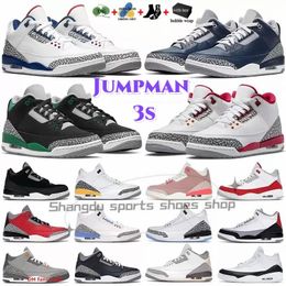 trainer boxes UK - with box Retro Basketball shoes jumpman 3s Pine Green Racer Blue Cool Grey Medium Royal Cement Throw Line Red 3 Court Purple men trainers outdoor sports sneakers