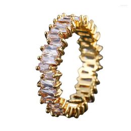 Cluster Rings Handmade Eternity Promise Gold Crystal Ring CZ Zirconia Engagement Wedding Band For Women Men Finger Party Jewellery Rita22