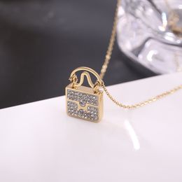 Luxury Women Style Full Diamond Bag Pendant Necklace Holiday Gift Necklaces Jewelry