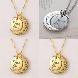 Fashion Moon Necklace I Love You To The And Back Pendant new Charm Jewelry for Women gift children Accessories