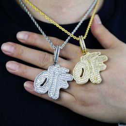 Iced Out OTF Letter Pendant Necklace Bling 5A Cubic Zirconia Paved Tennis Chain Necklace Jewellery for Men Women Drop Ship