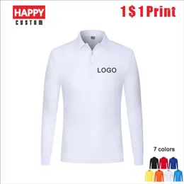 Men's Polos Autumn Health Care Cotton Long-sleeved Shirt Personal Company Group Clothing Custom Printing Embroidery Logo