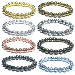 Beaded Strands Lava Stone Beads Men Bracelet Rose Gold Black Silver Plated Hematite Healing Energy Bracelets Women DIY Jewelry Kent22