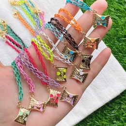 Pendant Necklaces 5Pcs Bohemia Sweet Enamel Color Candy Sugar Necklace Summer Trendy Women Girl Jewelry GiftsPendant