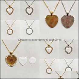 Pendants Arts Crafts Gifts Home Garden Aa Crystal Sublimation Blanks Necklaces Diy Printable Blank Circar Love Heart Charm Fashion Access