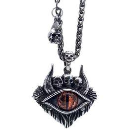 Personality Titanium Steel Retro Satan Devil's Eye Pendant Necklace Men's Trendy Hip-Hop Skull Jewellery Accessories Gift