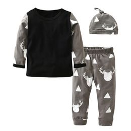 Autumn Selling Baby Boy Girl Clothes Fashion Print T-shirtPantsHat /Set born Toddler Baby Girl Clothing Set LJ201223