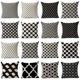 Cushion/Decorative Pillow Modern Style Black And White Geometric Plaid Wave Print Pillowcase Home Sofa Office Cushion Cover Ins CaseCushion/