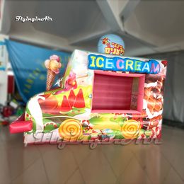 Portable Advertising Inflatable Kiosk Ice Cream Truck 4m Temporary Tent Air Blow Up Promotional Booth For Outdoor Event