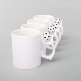 11oz Sublimation White Ceramic Mug Thermal Transfer Blank Coffee Mug with Handle DIY Football World Cup Water Bottle Creative Gifts B6