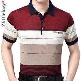 Summer Short Sleeve Polo Tee Shirt Men Casual Pocket Striped Men's Clothing Polos Shirts Mens Fashion Slim Poloshirt 41303 220408