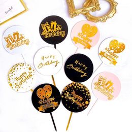 Other Festive & Party Supplies Happy Birthday Acrylic Cake Topper Gold Double Layer Gift Box For Girls Decorations Baby Shower