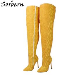 Sorbern Custom Wide Fit Thigh High Boot Women High Heel Pointy Toes Stilettos Cosplay Drag Queen Long Boot Made To Order