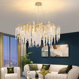 Chandeliers Modern Luxury Crystal Metal Long/Round Hanging Lamp For Living Room El Hall Art Romantic Tassel Chandelier