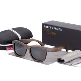 BARCUR Brown Glasses Retro Wood Eyewear Men Bamboo Sunglasses Women Unisex Sun with case 220513