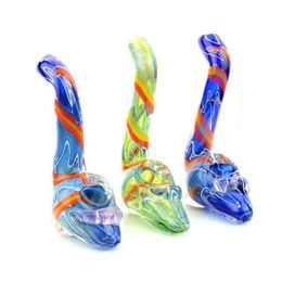 Latest Colourful Pyrex Thick Glass Pipes Dry Herb Tobacco Philtre Smoking Handpipe Handmade Portable Innovative Design Art Tube High Quality DHL Free