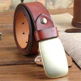 Belts Men's Belt Copper Pin Buckle Cowhide Genuine Leather Ten Years Not Break Denim Retro High Quality Husband Gift For MenBelts